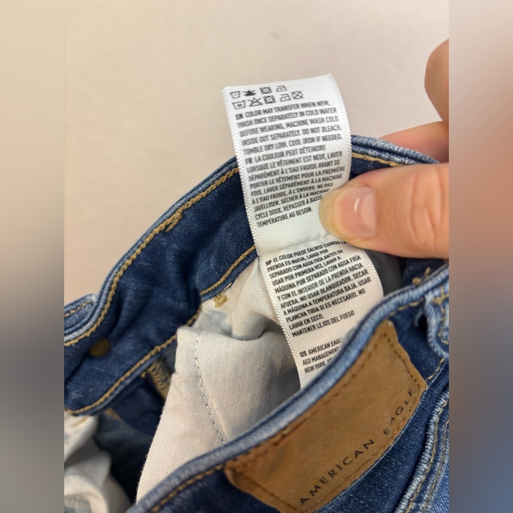 American Eagle Outfitters Distressed Ripped Blue Skinny Jeans Size 0 - Picture 10 of 11